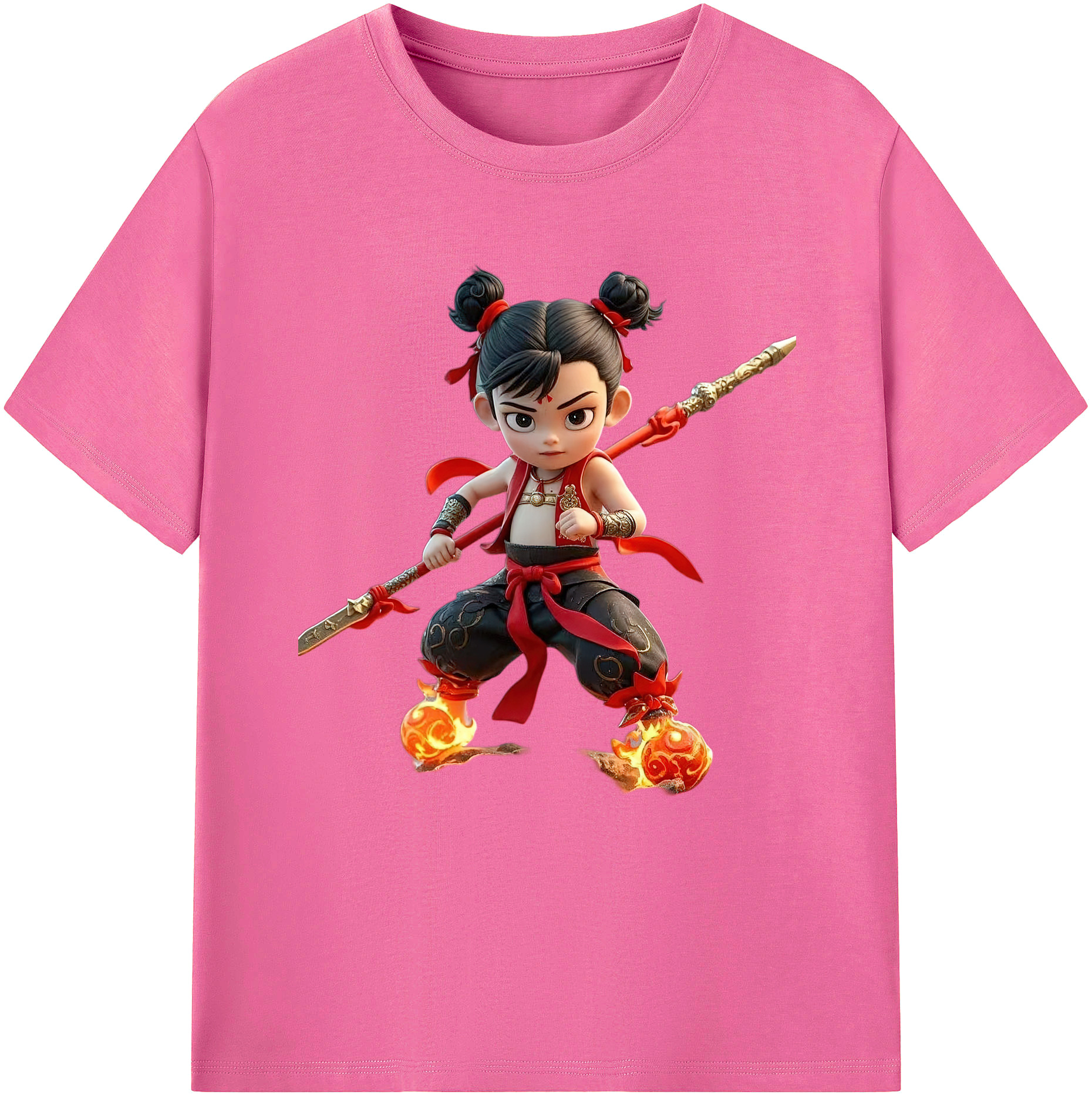 （画像用） Ne Zha 2 ナタ 魔童の大暴れ レディースカジュアルプリントTシャツ（綿100％）